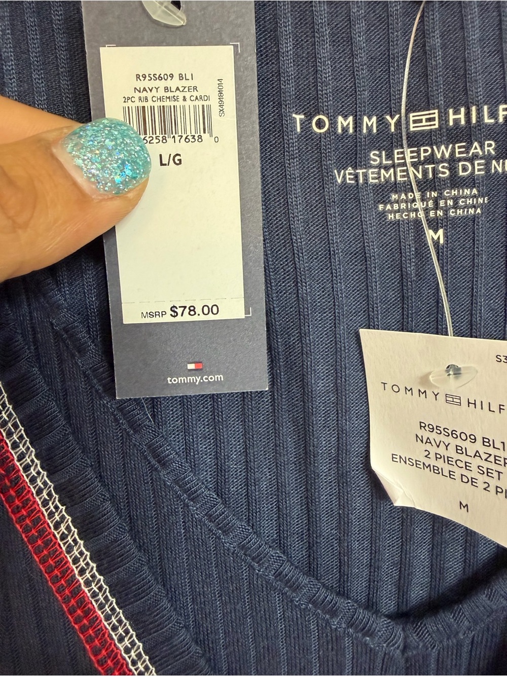 Tommy Hilfiger Navy Womens Sleep Dress & Cardigan - Picture 4 of 4